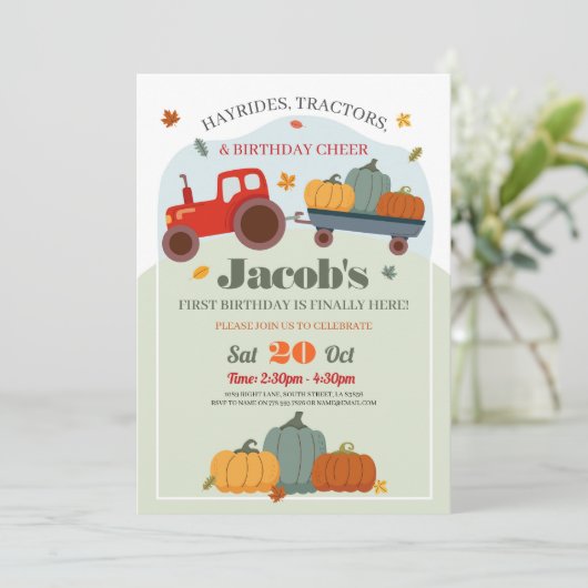 トラクターズパンプキンス誕生日第1ワン秋招待状 招待状 (スタンド正面)