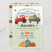 トラクターズパンプキンス誕生日第1ワン秋招待状 招待状 (正面/裏面)