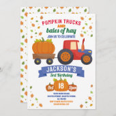 トラクターズパンプキン誕生日ハーベストパーティー 招待状 (正面/裏面)