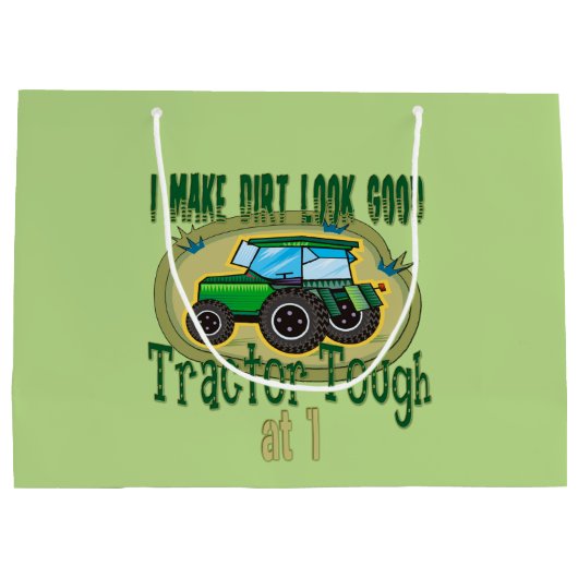 トラクタータフ1歳の誕生日 ラージペーパーバッグ (裏面)