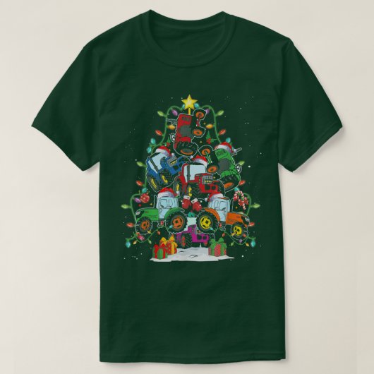 トラクタートラッククリスマスツリーライトファームトラクターUg Tシャツ (デザイン正面)