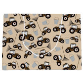 トラクタートラックパターンファーム機器ラッピングパップ ラージペーパーバッグ (正面)