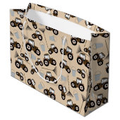 トラクタートラックパターンファーム機器ラッピングパップ ラージペーパーバッグ (裏面アングル)