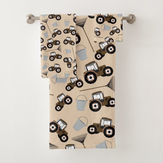 トラクタートラックパターンファーム機器 バスタオルセット (インサイチュ)