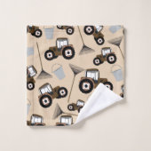 トラクタートラックパターンファーム機器 バスタオルセット (ウォッシュタオル)