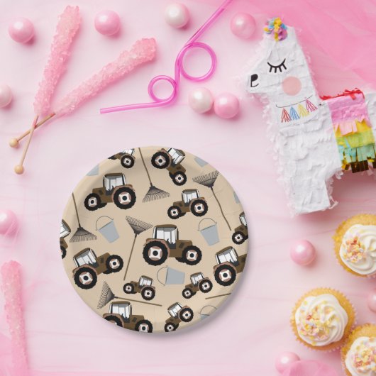 トラクタートラックパターンファーム機器 ペーパープレート (パーティー)