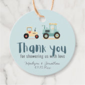 トラクタードライバーファーム男の子の赤ちゃんシャワーメッセージカード フェイバータグ (正面)