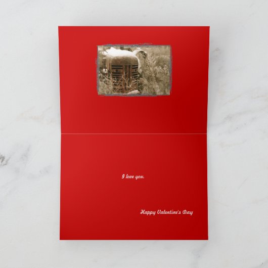 トラクターバレンタインカード:赤は愛の色である。 シーズンカード (内部)