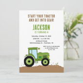 トラクターバースデーパーティーへの招待inグリーン 招待状 (スタンド正面)
