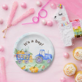 トラクターパンプキンブルー水彩紙プレート ペーパープレート (パーティー)