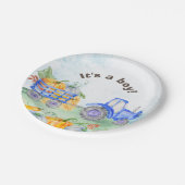 トラクターパンプキンブルー水彩紙プレート ペーパープレート (アングル)