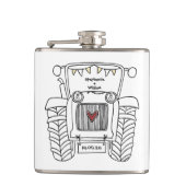 トラクターパーソナライズされたカントリー結婚式の贈り物 フラスク (正面)