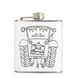 トラクターパーソナライズされたカントリー結婚式の贈り物 フラスク