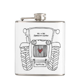 トラクターパーソナライズされたカントリー結婚式の贈り物 フラスク