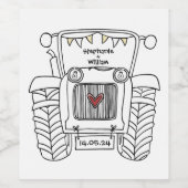 トラクターパーソナライズされたカントリー結婚式ボトルラベル ワインラベル (シングルラベル)