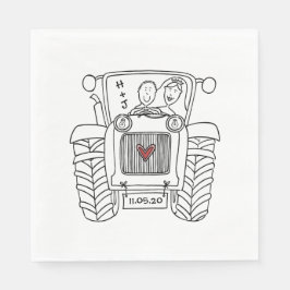 トラクターパーソナライズされたカントリー結婚式紙 スタンダードランチョンナプキン