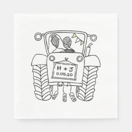 トラクターパーソナライズされたカントリー結婚式紙 スタンダードランチョンナプキン