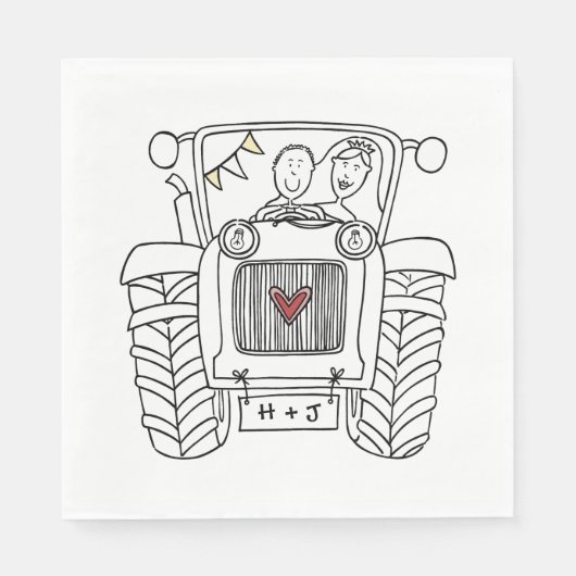 トラクターパーソナライズされたカントリー結婚式紙 スタンダードランチョンナプキン (正面)