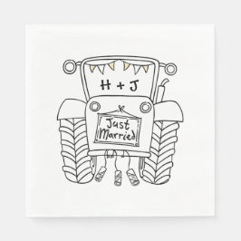 トラクターパーソナライズされたカントリー結婚式紙 スタンダードランチョンナプキン