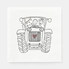 トラクターパーソナライズされたカントリー結婚式紙 スタンダードランチョンナプキン