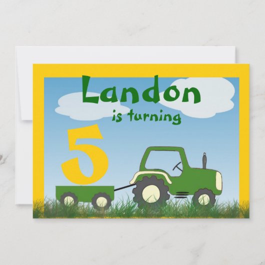 トラクターパーティの招待状:カート内の年齢 招待状 (正面)