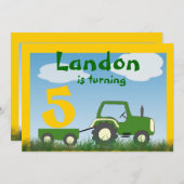 トラクターパーティの招待状:カート内の年齢 招待状 (正面/裏面)