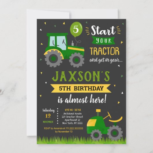 トラクターファームの誕生日パーティーの招待 招待状 (正面)