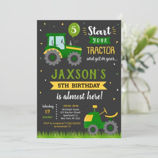 トラクターファームの誕生日パーティーの招待 招待状 (スタンド正面)