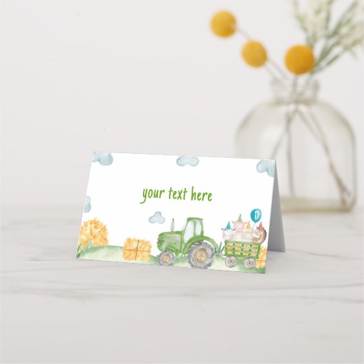 トラクターファームアニマルバースデーパーティー座席表 プレイスカード (正面)