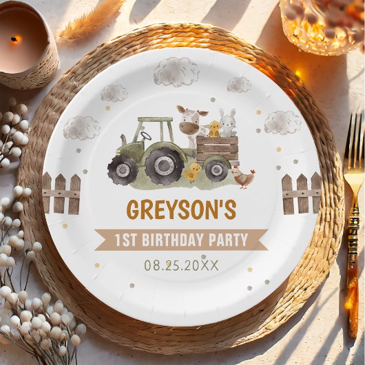 トラクターファームバースデーパーティーブメントバーン ペーパープレート