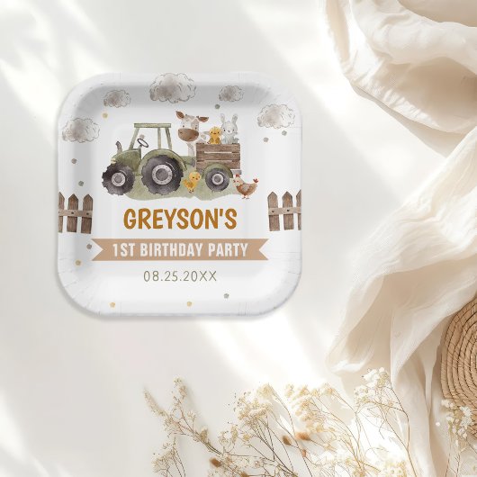 トラクターファームバースデーパーティーブメントバーン ペーパープレート