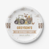トラクターファームバースデーパーティーブメントバーン ペーパープレート (正面)