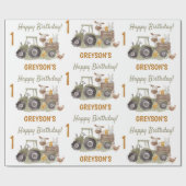 トラクターファームバースデーパーティーブメントバーン ラッピングペーパー (フラット)