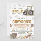 トラクターファームバースデーパーティーブメントバーン 招待状 (正面)