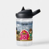 トラクターファーム動物かわいい子の名前を追加 ウォーターボトル (左面)