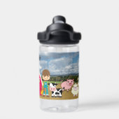 トラクターファーム動物かわいい子の名前を追加 ウォーターボトル (背面)