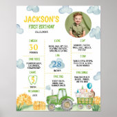 トラクターファーム動物の誕生日パーティマイルストーンサイン ポスター (正面)