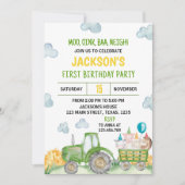 トラクターファーム動物の誕生日パーティーの招待 招待状 (正面)