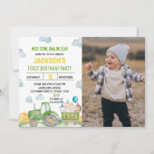 トラクターファーム動物の誕生日パーティーの招待 招待状 (正面)