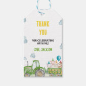 トラクターファーム動物の誕生日パーティーサンキューユユーラベル ギフトタグ (正面)