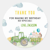 トラクターファーム動物の誕生日パーティー好意ラベル ラウンドシール (正面)