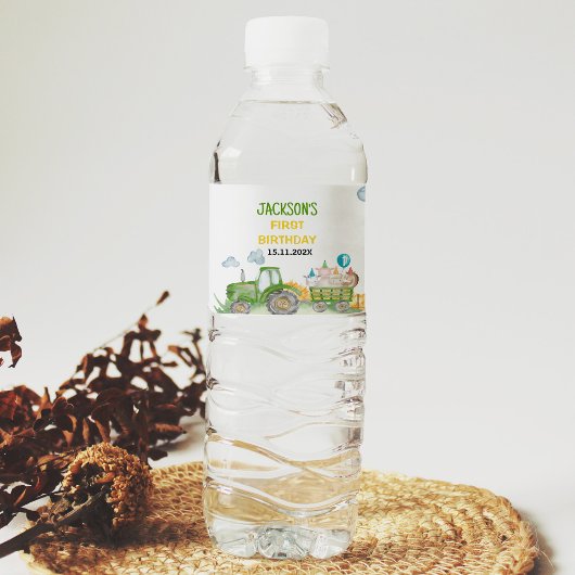 トラクターファーム動物誕生日ウォーターボトルラベル ペットボトルラベル
