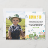 トラクターファーム動物誕生日写真サンキューカード サンキューカード (正面)