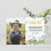 トラクターファーム動物誕生日写真サンキューカード サンキューカード (スタンド正面)