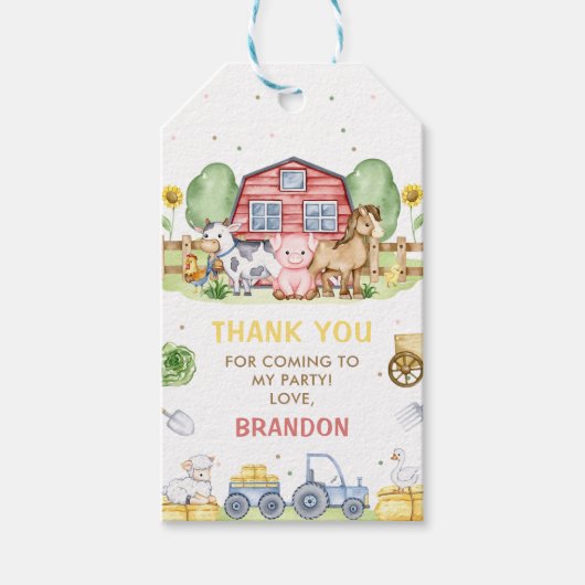 トラクターファーム動物1st誕生日 ギフトタグ (正面)