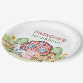 トラクターファーム動物1st誕生日 ペーパープレート (アングル)