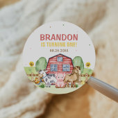 トラクターファーム動物1st誕生日 ラウンドシール