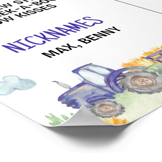 トラクターファーム最初の誕生日マイルストーンサイン ポスター (角)