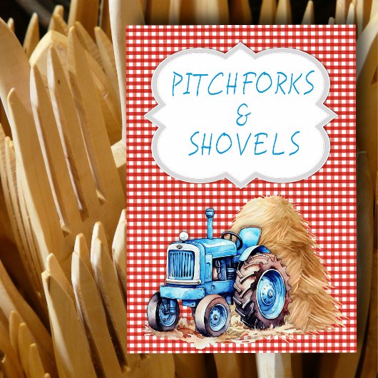 トラクターファーム誕生日サインレッドジンガム テーブルナンバー