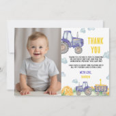 トラクターファーム誕生日パーティフォトサンキューカード サンキューカード (正面)